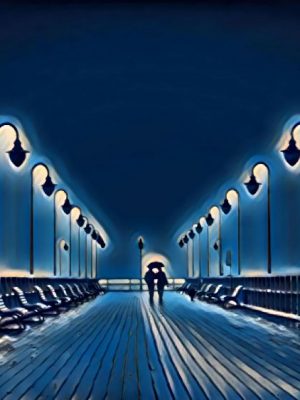 Pierchen auf einem Pier in der Nacht