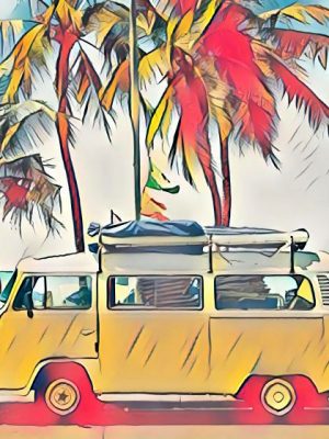 VW Camper am Strand (Effektbild)