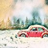 Zugeschneiter Käfer in Winterlandschaft (Effektbild)